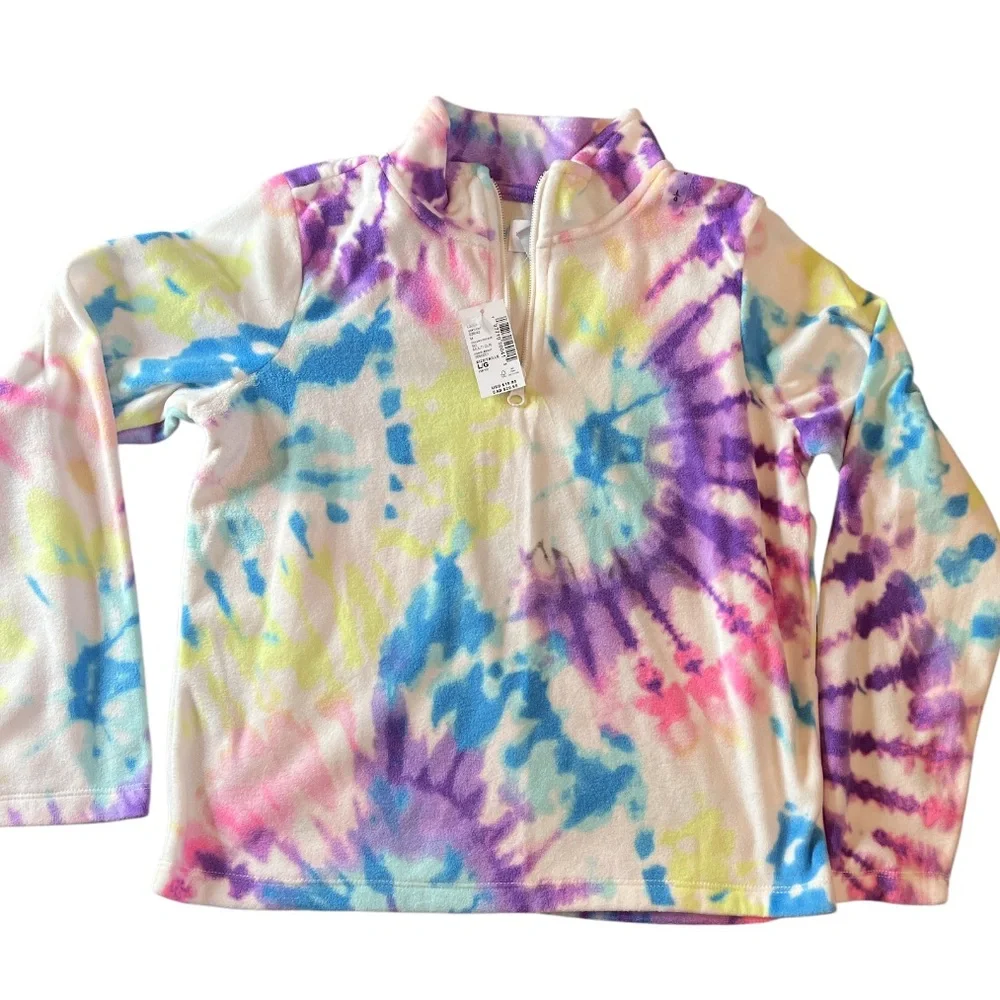 NWT Children’s Place Girls Tie-Dye‎ Fleece Half-Zip Pullover Size 10/12
